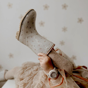 Сапоги резиновые Mrs. Ertha "Flower Buds Glitter", мириада цветов